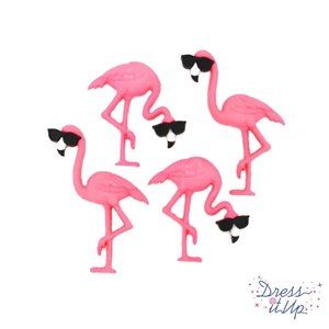 Think Pink Flamingos - Dress It Up Buttons - Jesse James